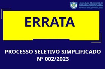 PROCESSO SELETIVO SIMPLIFICADO Nº 002/2023