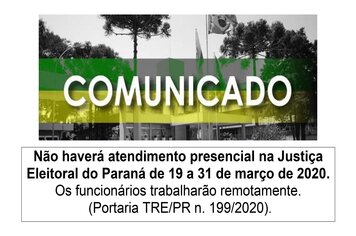 Suspensão temporária do atendimento presencial na Justiça Eleitoral do Paraná