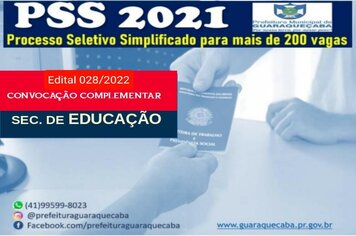Edital Nº 028/2022 convocação de profissionais da Educação
