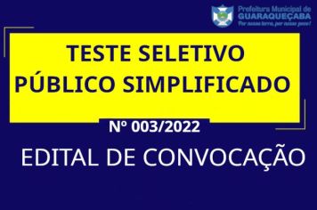 EDITAL DE CONVOCAÇÃO Nº 007/2022