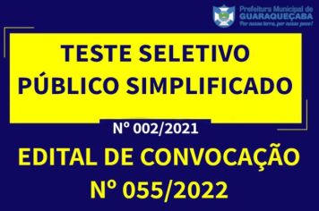TESTE SELETIVO PÚBLICO SIMPLIFICADO Nº 002/2021 