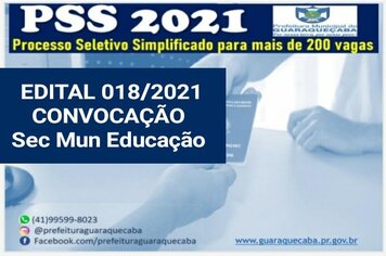 Edital Nº 018/2021 de convocação da Educação
