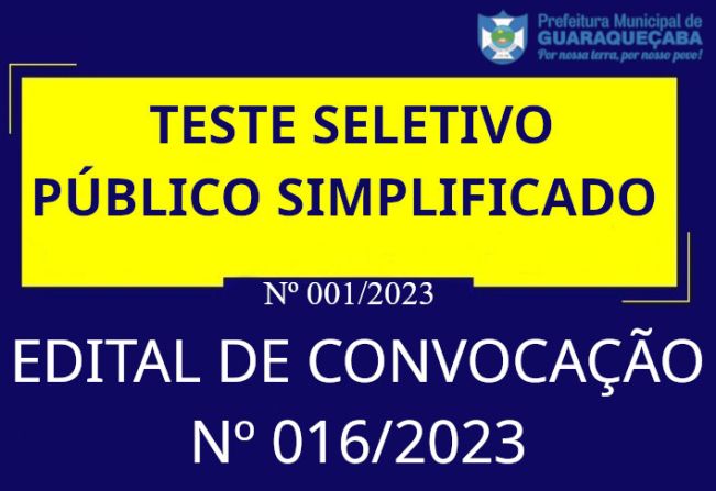 EDITAL DE CONVOCAÇÃO Nº 016/2023