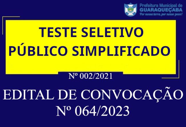 EDITAL DE CONVOCAÇÃO Nº 064/2023