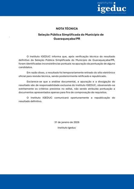 Nota técnica seleção pública simplificada