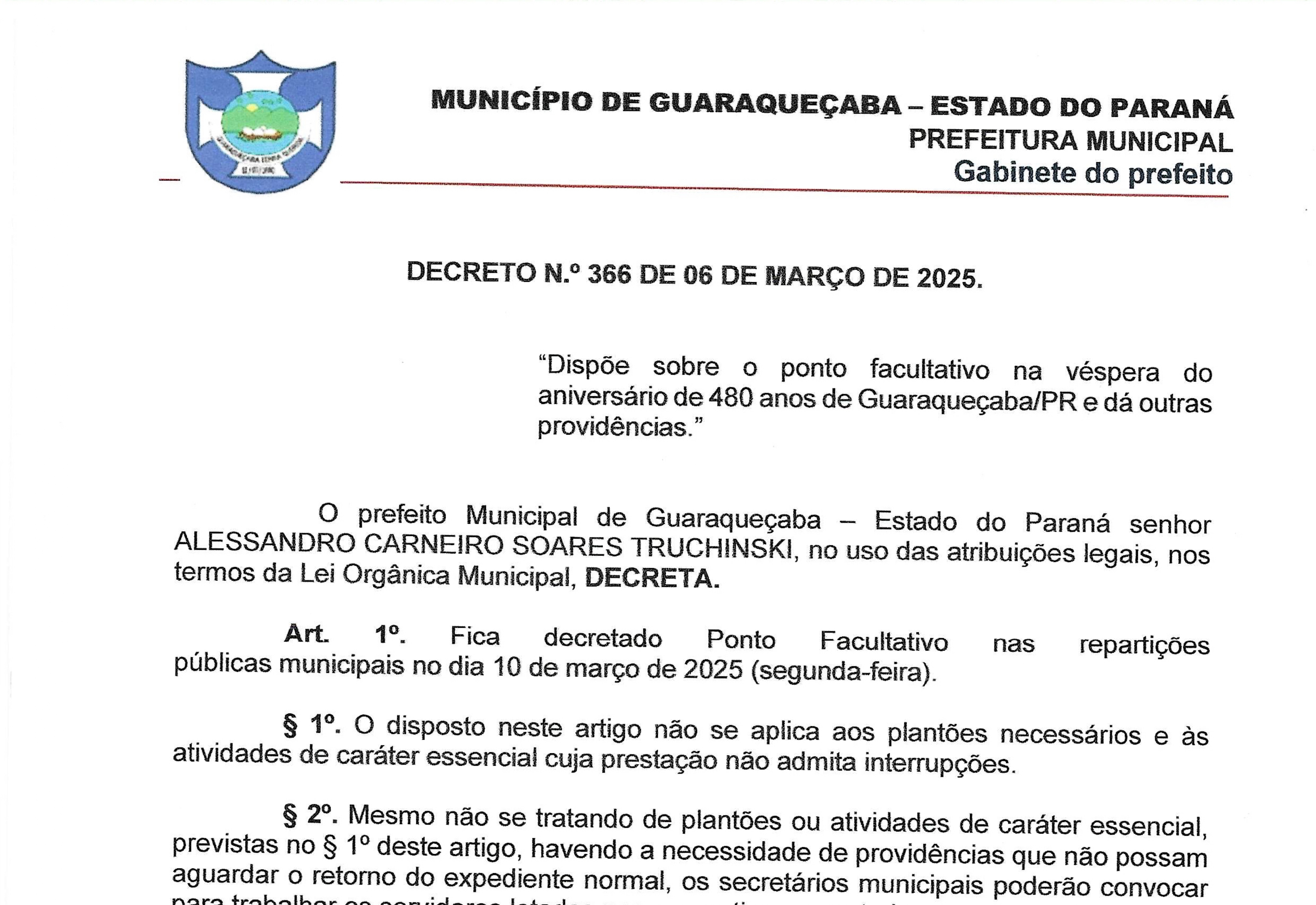 Decreto ponto facultativo 