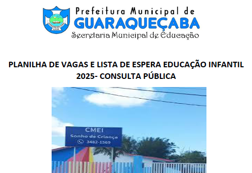 LISTA DE ESPERA EDUCAÇÃO INFANTIL 2025- CONSULTA PÚBLICA