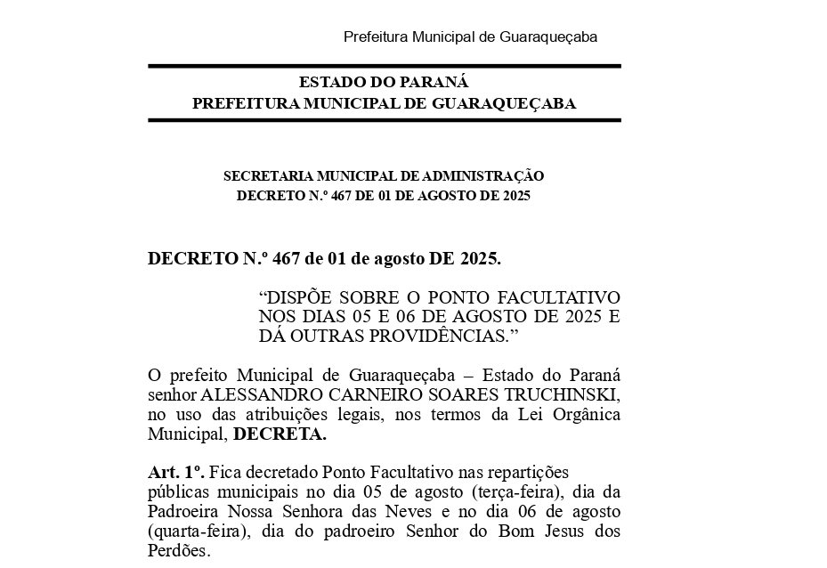 Decreto ponto facultativo 