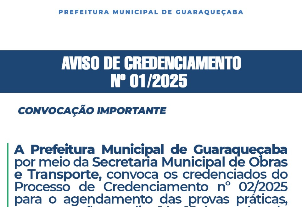 Aviso de credenciamento.